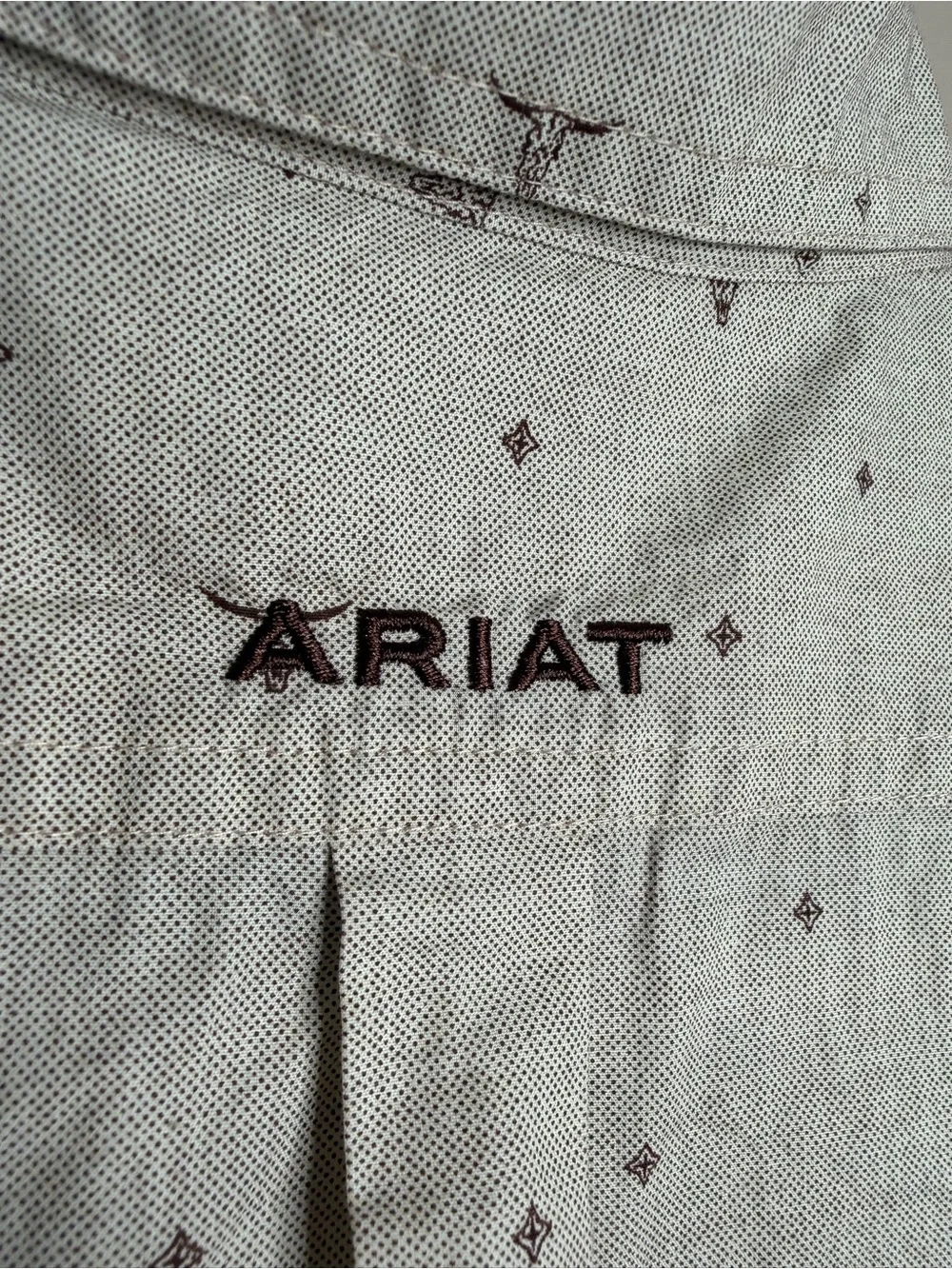Ariat Boys XL (18) Tan Steer Head Print Cotton Long Sleeve Button-Up Shirt